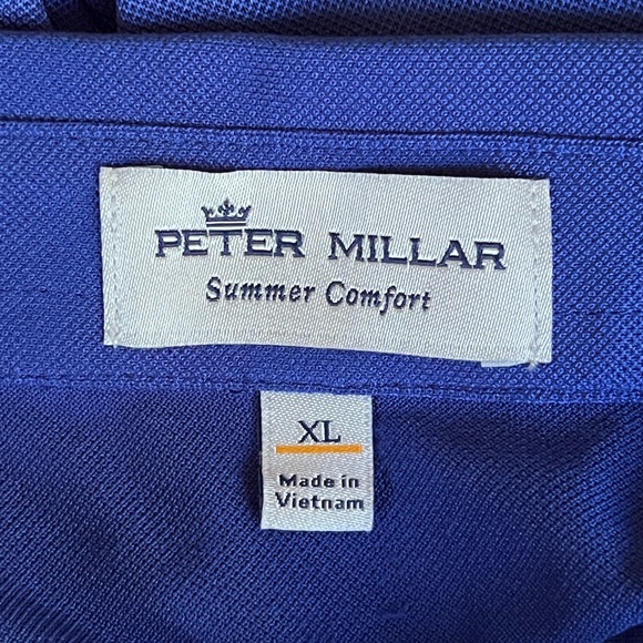 Peter Millar Summer Comfort Polo Shirt Men’s XL Blue White Stripe Carlton Woods - Picture 5 of 5